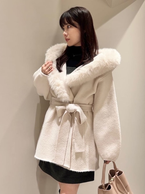 ファーフードニットコート（その他アウター）｜SNIDEL