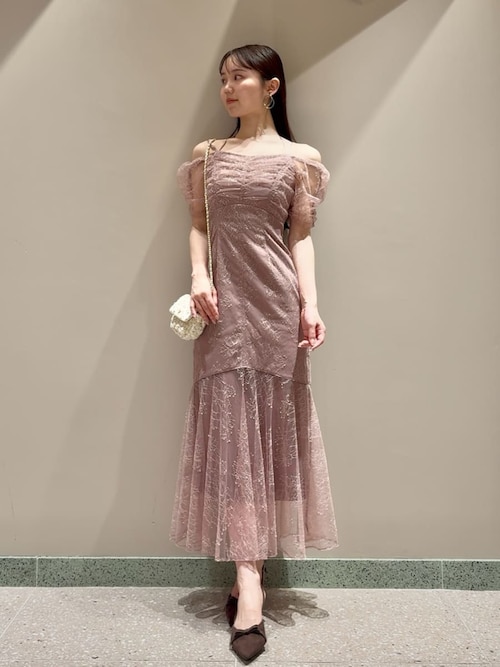 SNIDEL（スナイデル） ワンピース ギャザードレープレースドレス