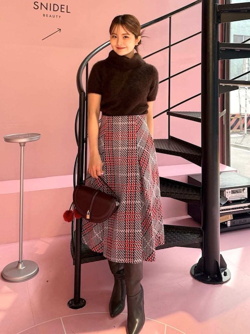 セール】Sustainableロービングチェックミドルスカート（スカート