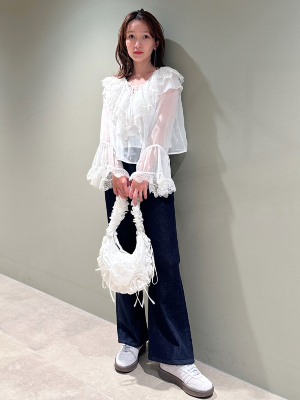 SNIDEL◆25SS/バリエレースブラウス/長袖ブラウス/one/ポリエステル/WHT/ドット/SWFB25109 SNIDEL｜バリエレースブラウス | Rakuten Fashion(楽天