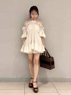 「SNIDEL（スナイデル）のアイテム（バッグ）」を使った、SNIDELさん（レディース・154cm）の夏コーディネート
