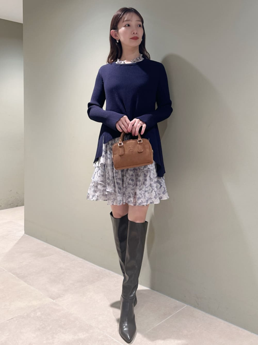 SNIDELさんの「アシメニットコンビワンピース（SNIDEL）」を使ったコーディネートの1枚目の写真