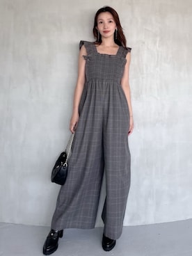 「パンツスタイル」｜「アイテム（オールインワン・サロペット）」を使った、SNIDELさん（レディース・159cm）の夏コーディネート