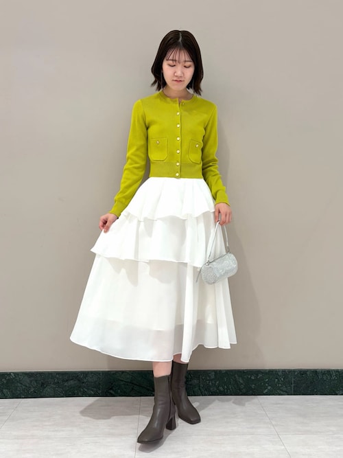 Sustainableニットカーデ×ティアードスカートセット（ワンピース