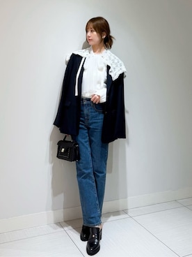 「肌見せ」｜「アイテム（ショルダーバッグ）」を使った、SNIDELさん（レディース・162cm）の秋コーディネート