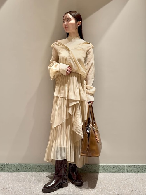 SNIDEL ストレートプリーツティアードスカート ストレートプリーツティアードスカート(ロングスカート