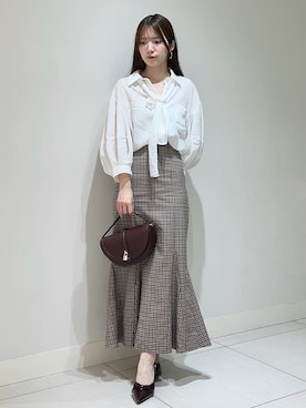 「SNIDEL（スナイデル）のハイウエストマーメイドスカート（スカート）」を使った、SNIDELさん（レディース・155cm）の秋コーディネート