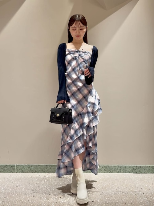 SNIDEL フリルチェックキャミソールワンピース