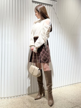 「SNIDEL（スナイデル）のアイテム（ブーツ）」を使った、SNIDELさん（レディース・154cm）の冬コーディネート