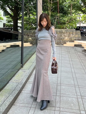 「SNIDEL（スナイデル）のハイウエストマーメイドスカート（スカート）」を使った、SNIDELさん（レディース・153cm）の夏コーディネート