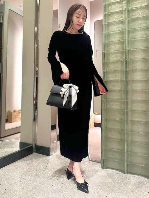 SNIDEL スナイデル フロッキーベロアドレープドレス SNIDEL｜フロッキーベロアドレープドレス | Rakuten Fashion