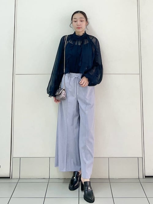 snidel スナイデル　バリエワイドパンツ　ブルー　BLU SNIDEL（スナイデル） バリエワイドパンツ swfp252134 レディース