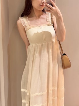 「ニットワンピース」｜「アイテム（イエロー系）」を使った、SNIDELさん（レディース・165cm）の夏コーディネート