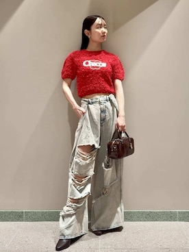 「ロゴ」｜「アイテム（ニット/セーター）」を使った、SNIDELさん（レディース・160cm）の夏コーディネート