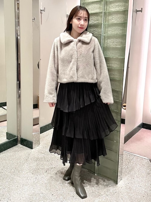 ステンカラーショートファーコートジャケット（ステンカラーコート