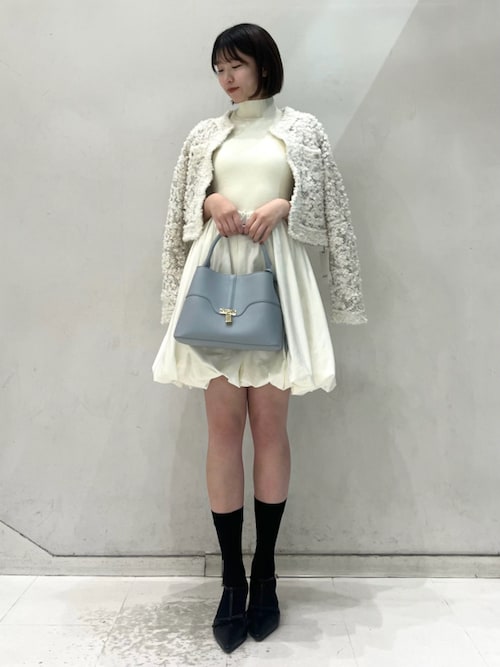 タグ付き新品✨SNIDEL　バルーンドッキングミニワンピース　1サイズ　白 バルーンドッキングミニニットワンピース（ミニワンピース