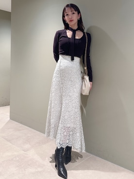 「SNIDEL（スナイデル）のアイテム（ブーツ）」を使った、SNIDELさん（レディース・159cm）の冬コーディネート