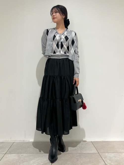 【山の麓】SNIDEL ニットベスト×ティアードスカートセット ブラウン ニットベスト×ティアードスカートセット(トップス＆ボトムセット