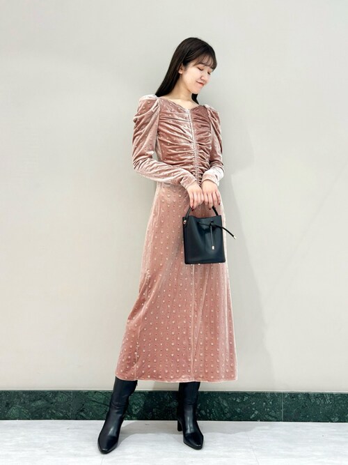 SNIDEL スナイデル ベロア刺繍ワンピース ロングワンピース ロング ベロア