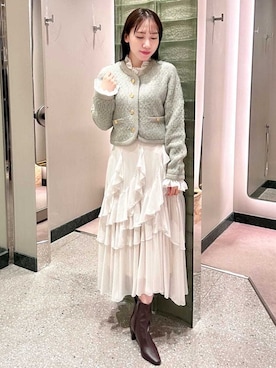 「アイテム（ノーカラージャケット、グリーン系）」を使った、SNIDELさん（レディース・162cm）の秋コーディネート