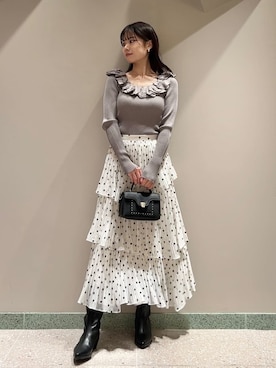 「ティアードスカート」｜SNIDELさん（レディース・165cm）の冬コーディネート