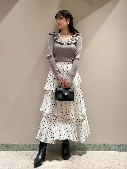 【SNIDEL】フリルニットプルオーバー SNIDEL（スナイデル） ニット セーター シアーフリルニットプル