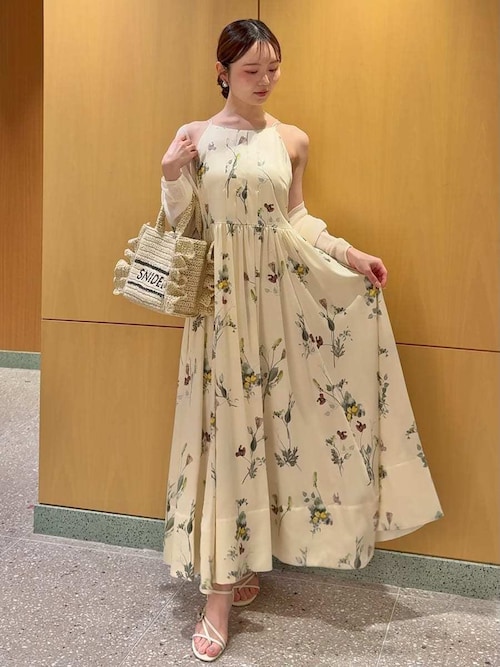 【タグ付・未使用】 SNIDEL シースルー 花柄 カーディガン ボレロ ガウン レディース 花柄刺繍レースロングガウンウエストリボンカーディガン