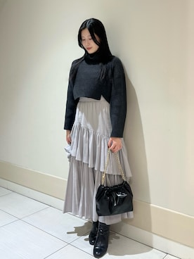 「SNIDEL（スナイデル）のアイテム（ブーツ）」を使った、SNIDELさん（レディース・158cm）の冬コーディネート