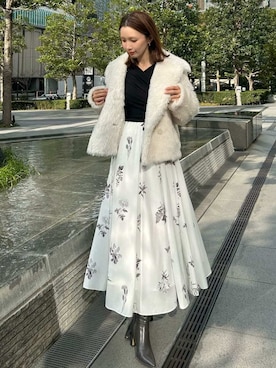 「アイテム（ムートンコート）」を使った、SNIDELさん（レディース・159cm）の冬コーディネート