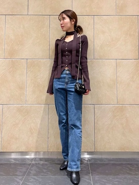 「肌見せ」｜「アイテム（ショルダーバッグ）」を使った、SNIDELさん（レディース・158cm）の秋コーディネート