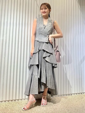 「SNIDEL（スナイデル）のアシメントリーティアードキャミワンピース（ワンピース）」を使った、SNIDELさん（レディース・153cm）の夏コーディネート