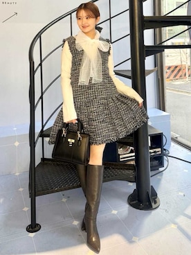 「アイテム（シュシュ）」を使った、SNIDELさん（レディース・153cm）の冬コーディネート