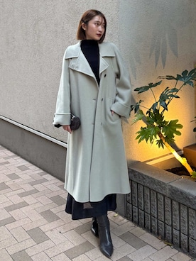 「アイテム（チェスターコート、グリーン系）」を使った、SNIDELさん（レディース・165cm）の秋コーディネート