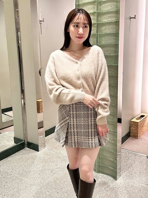 snidel フォックスファーショートカーディガン アイボリー フォックスファーショートカーディガン（カーディガン）｜SNIDEL