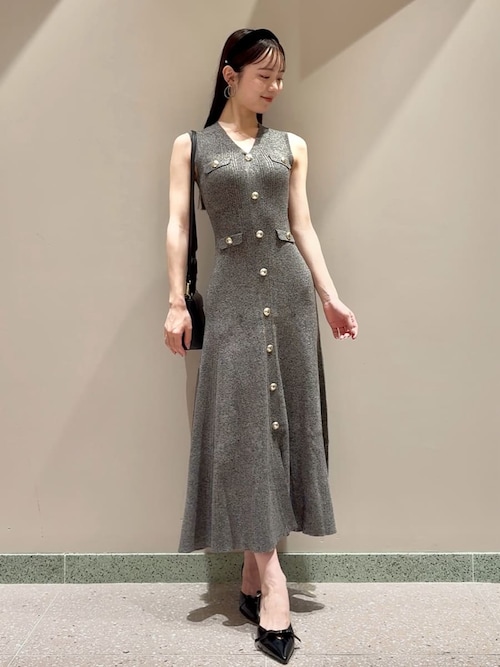 美品 SNIDEL スナイデル ノースリフロントボタンニットワンピース SNIDEL snidel /スナイデル ノースリフロントボタンニット