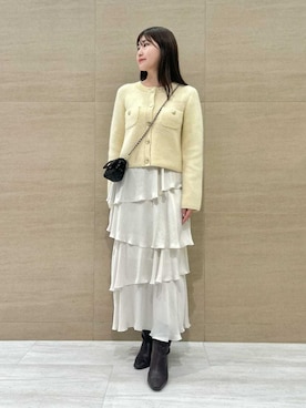「アイテム（ノーカラージャケット）」を使った、SNIDELさん（レディース・155cm）の秋コーディネート