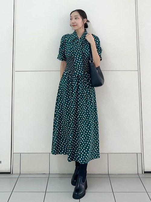 【極美品】SNIDEL スナイデル　オフショルダー　シャツ　ワンピース　ネイビー SNIDEL（スナイデル）の「【WEB限定】オフショルシャツコンビ