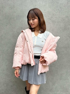 「アイテム（ダウンジャケット/コート、ピンク系）」を使った、SNIDELさん（レディース・153cm）の秋コーディネート