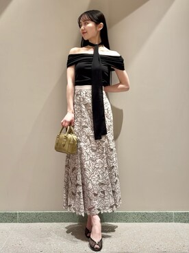 snidel カットワークセミフレアスカート スナイデル SNIDEL カットワークセミフレアスカート （BLK