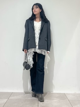 「SNIDEL（スナイデル）のアイテム（テーラードジャケット）」を使った、SNIDELさん（レディース・157cm）の冬コーディネート