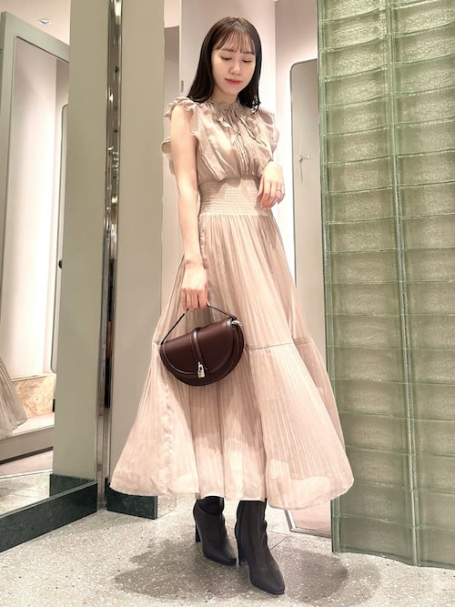 SNIDEL Sustainableシアープリーツウエストワンピース Sustainableシアープリーツウエストワンピース(マキシ・ロング