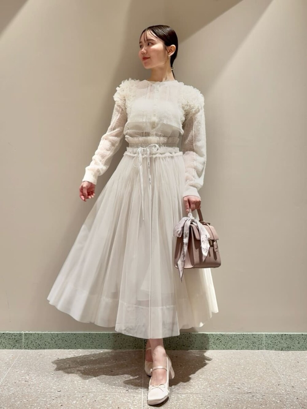 Chacott】チュールスリーブニットカーディガン SNIDEL グレー SNIDEL