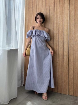 「SNIDEL（スナイデル）のアイテム（かごバッグ）」を使った、SNIDELさん（レディース・153cm）の夏コーディネート