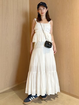 「SNIDEL（スナイデル）のアイテム（キャップ）」を使った、SNIDELさん（レディース・159cm）の夏コーディネート