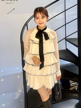 「アイテム（ヘアアクセサリー）」を使った、SNIDELさん（レディース・153cm）の冬コーディネート