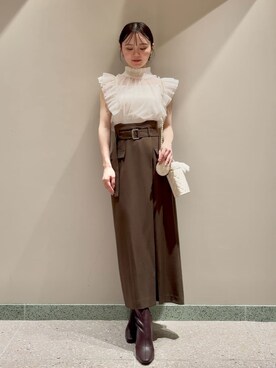 スカート(ブラウン系)を使った「フリル」の人気ファッション スカート(ブラウン系)を使った「フリル」の人気ファッション