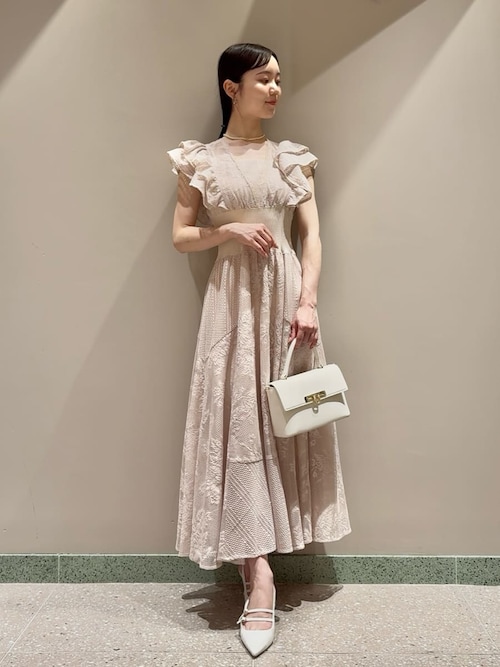 snidelレースお呼ばれドレス SNIDEL スナイデル バックデザインレースオケドレス ブラック/S