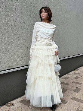 「ティアードスカート」｜SNIDELさん（レディース・153cm）の冬コーディネート