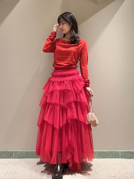 「ティアードスカート」｜SNIDELさん（レディース・165cm）の冬コーディネート