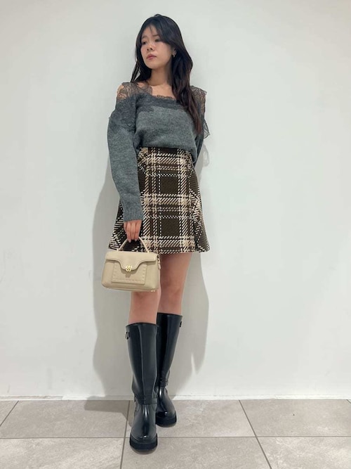 Sustainableロービングチェックミニスカート（スカート